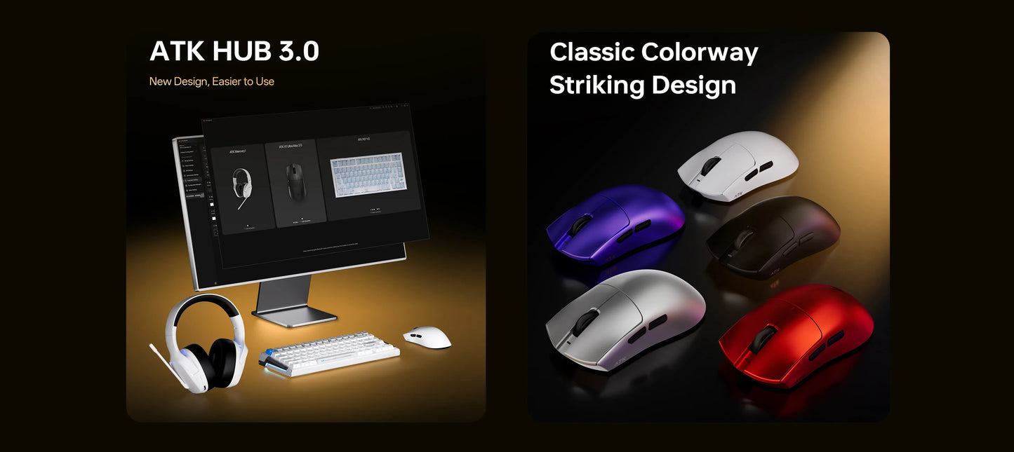 ATK Blazing Sky X1 V2 Series Wireless Mouse Dual Mode Paw 3950 Ultra 8K Return Rate Custom Ergonomics E-Sport Gaming Office Mouse