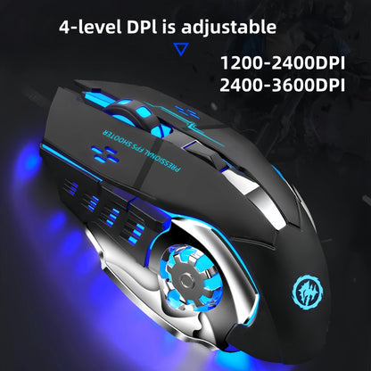 Wiederaufladbare kabellose Gaming-Maus – leise Bluetooth/USB-Verbindung, RGB-Hintergrundbeleuchtung, E-Sports für PC