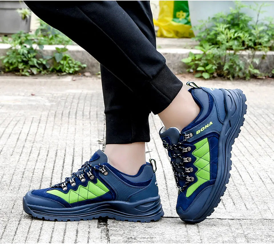 BONA 2023 New Designer Hiking Shoes Trekking Sneakers Men Walking Fishing Camping Jogging Shoes