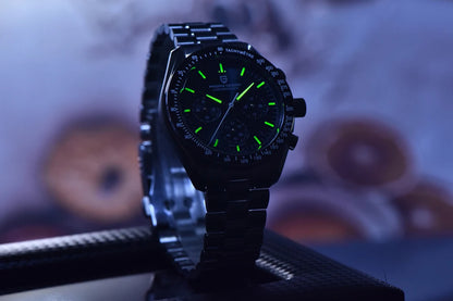PAGANI DESIGN Moon Uhr – Luxuriöser Quarz-Chronograph für Herren, sportlicher Stil, Saphirglas mit Antireflexbeschichtung, leuchtende Anzeige