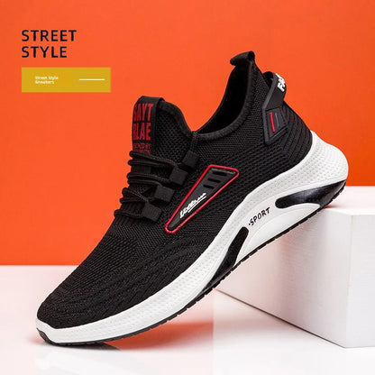 Hot Sale Of The Season New Men's Running Shoes Breathable Lightweight Knitted Lace-Up Sports Sneakers Fashionable Korean Styl...