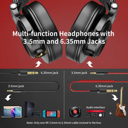 OneOdio A71 kabelgebundene Over-Ear-HiFi-Studio-DJ-Kopfhörer mit Mikrofon – professionelles Monitoring-Gaming-Headset mit tiefem Bass