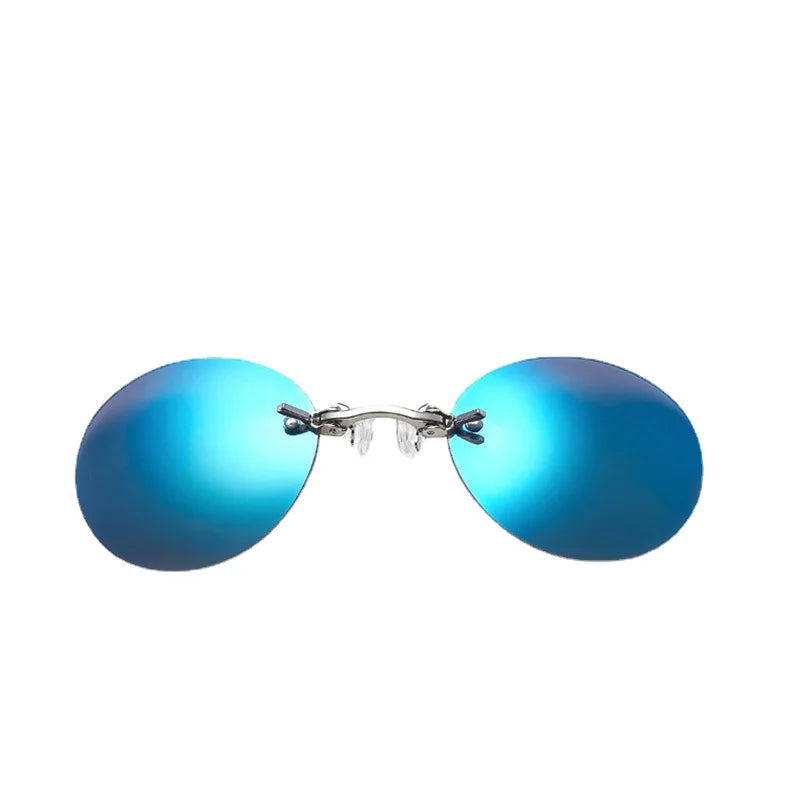 New Round Rimless Sunglasses Men Matrix Morpheus Men's Classic Clamp Nose Glasses  Mini Frameless Brand Design Glasses UV400
