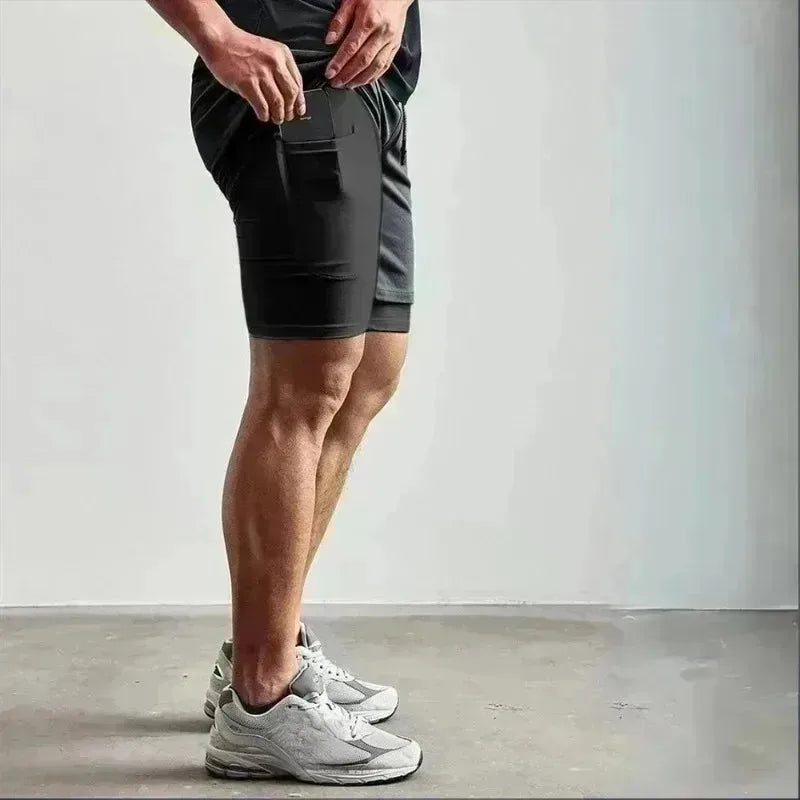 2026Summer Anime Gym Shorts Men's Lightweight Breathable Double Layer Performance Shorts with Dragon Ball SuperSaiyan Rose Print