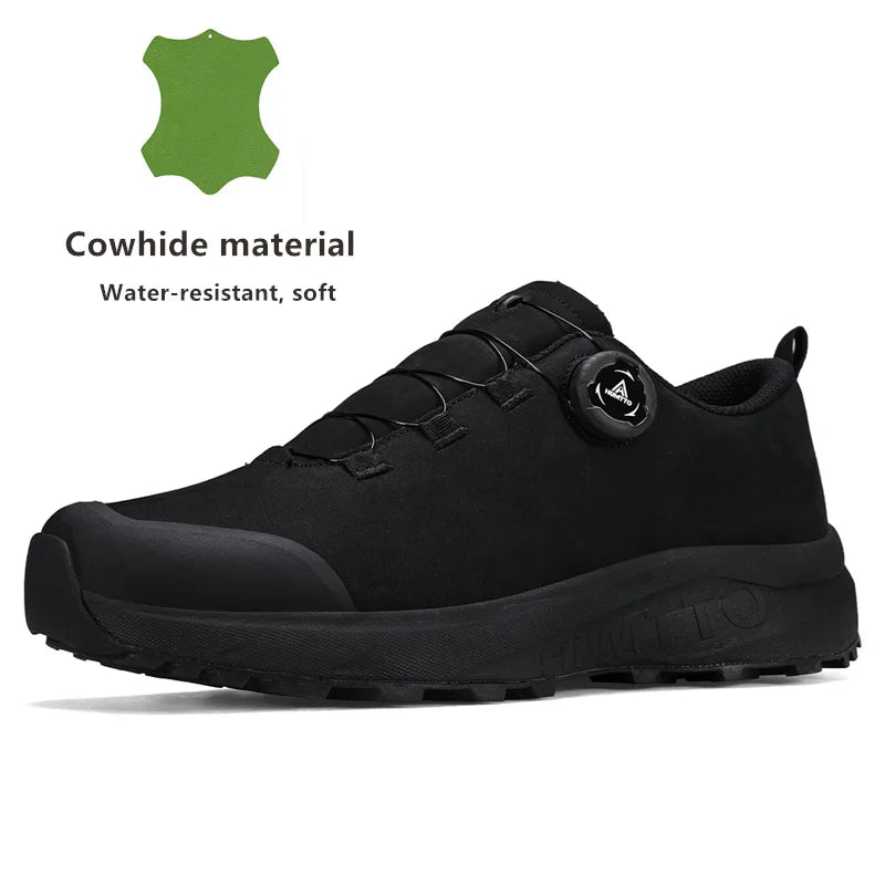 HUMTTO Lederschuhe für Herren Winter Camping Outdoor Herren-Sportschuhe Atmungsaktive Trekkingstiefel für Männer Rutschfeste Wandersneaker