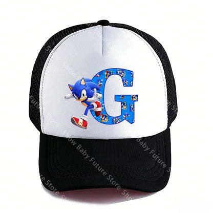 Summer Black Baseball Caps for Adult Cartoon Letters Sonics Boys Girls Outdoor Sports Breathable Mesh Hat Cute Anime Sunbonnet