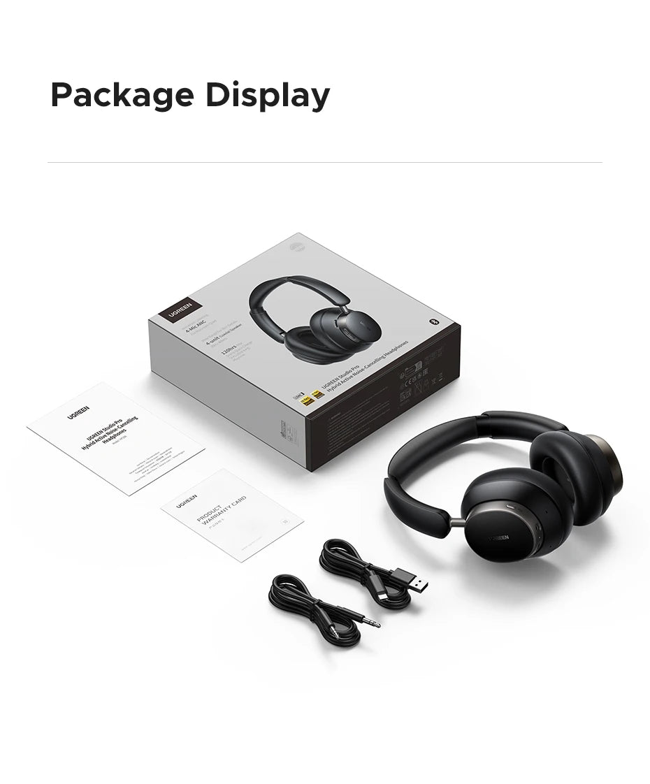 Cuffie wireless UGREEN Studio Pro ANC 48dB – Cuffie over-ear Bluetooth 6.0 Hi-Res LDAC con 120H di autonomia