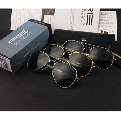 RE Sunglasses Man American Army Military Aviation Pilot Sun Glasses Glass Lens Woman Luxury Brand Vintage Metal Titanium Frame