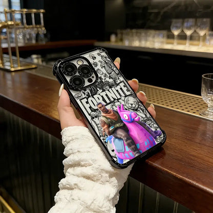 Battle Royales Fortnites-belagt telefoncover til iPhone 17 17e 16e 16 15 14 13 12 11 Pro Max X XR XSMax 7 8 Mini Air Plus Airabag