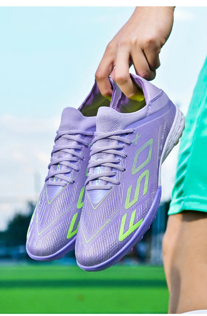 Nuove scarpe da calcio da uomo di alta qualità, tacchetti, scarpe da football, sneakers bestseller indoor per futsal, antiscivolo, da partita su erba, alte, outdoor