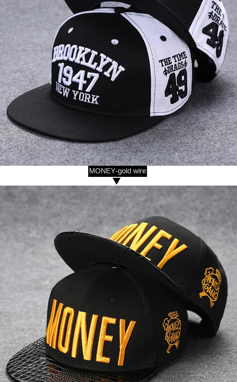 Herren-Baseballkappe mit Buchstabenstickerei, „Tide“, universell kombinierbar, flache Krempe; Damen-Sommer-Hip-Hop-Kappe, Outdoor-Sonnenkappe, verstellbare Schirmkappe