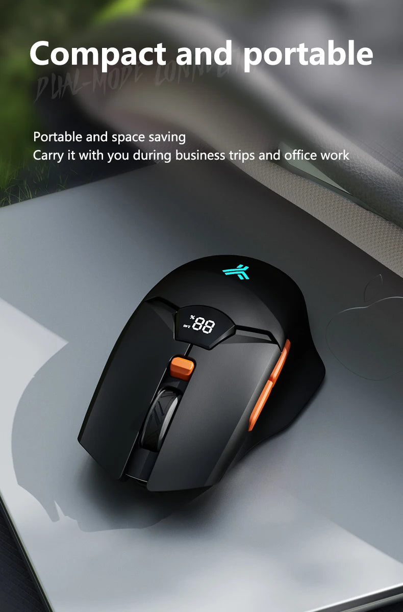 Rato Gaming Sem Fios Warvank SX01 com Ecrã Inteligente, Ajuste DPI de 6 Velocidades, Bateria Recarregável de 600mAh e Bluetooth Silencioso para Escritório