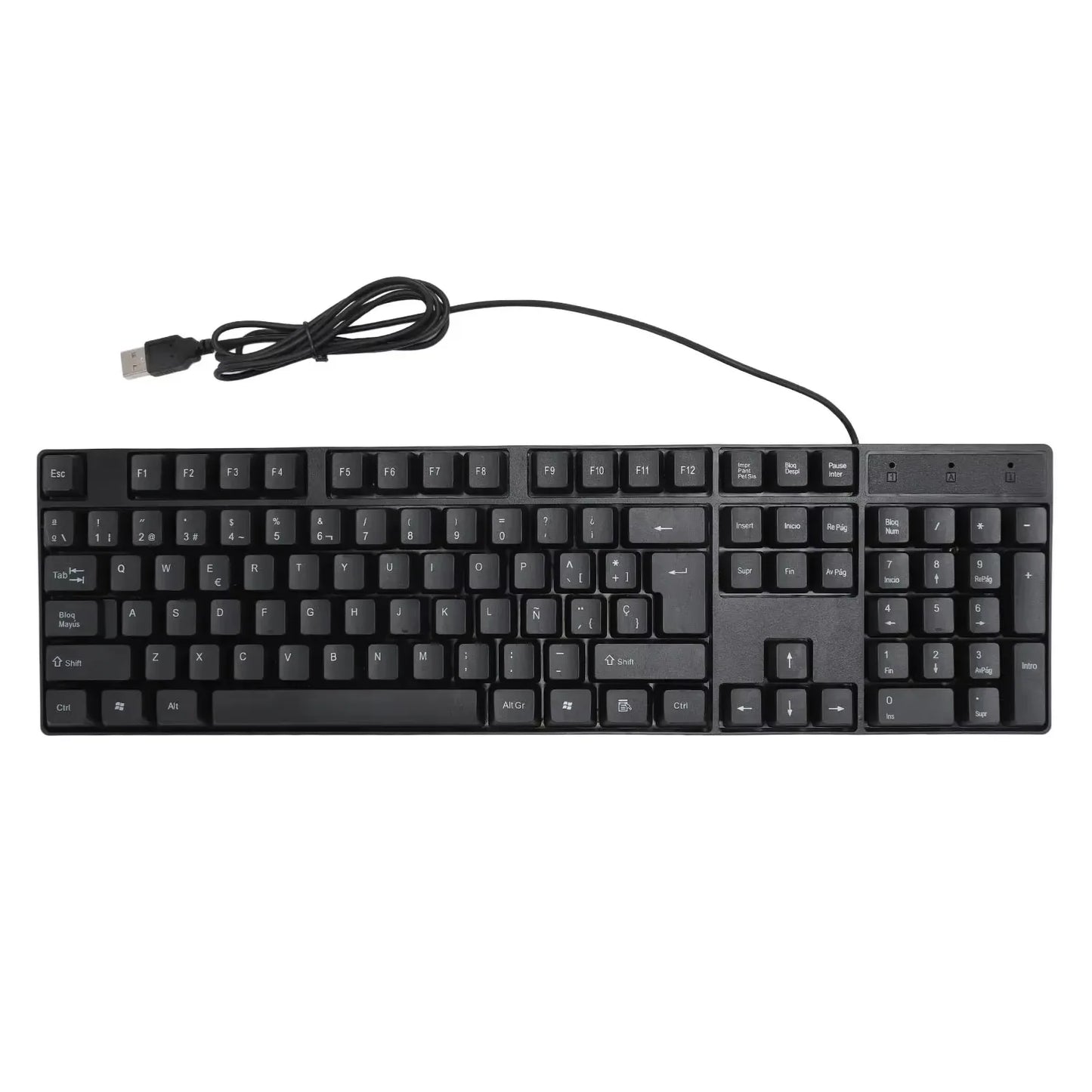 104-Tasten-USB-Tastatur mit Kabel, Englisch/Russisch/Spanisch/Französisch, ergonomisches Design, Gaming-Tastatur für Büro, Laptops und Desktops