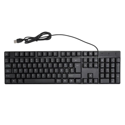 104-Tasten-USB-Tastatur mit Kabel, Englisch/Russisch/Spanisch/Französisch, ergonomisches Design, Gaming-Tastatur für Büro, Laptops und Desktops