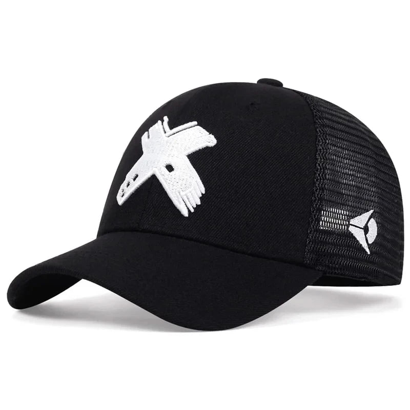 Unisex X Letter Embroidery Baseball Net Caps Spring and Summer Outdoor Adjustable Casual Hats Sunscreen Hat Sports Golf Cap