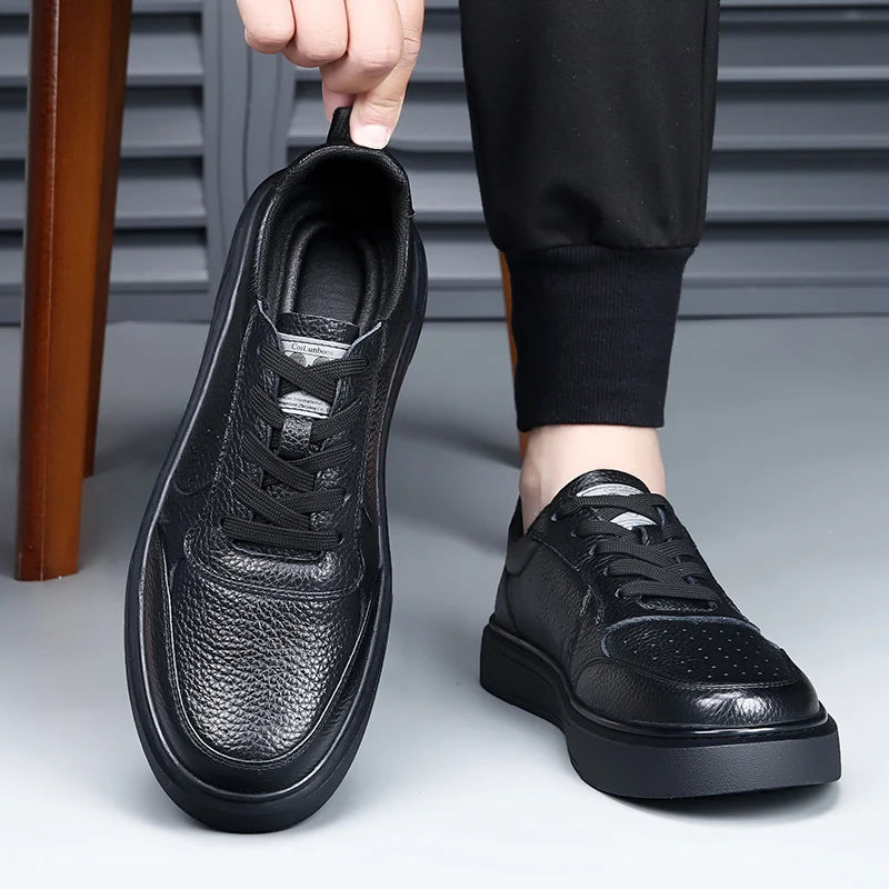 Sapatilhas DIMANYU para homem em pele genuína, novas para o verão de 2026, sapatos casuais para homem com plataforma, atacadores, estilo simples e moderno, respiráveis
