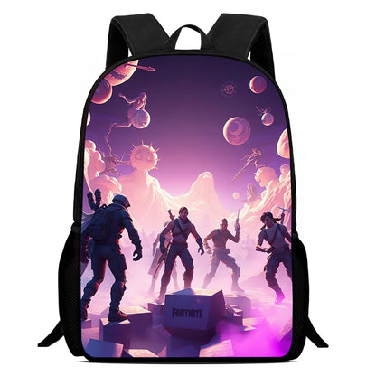 Fortnite Cartoon 15-Zoll leichter Rucksack mit verstellbaren Schultergurten – tägliche Schultasche für Kinder, Jungen und Mädchen, Alter 5-9