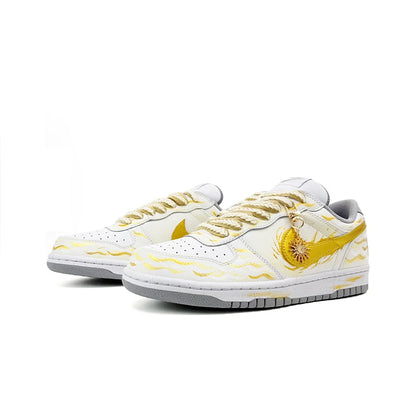 Custom Sneakers Nike Big Sui Xin Gold & Wood Vintage High-Street Low-Top Skate Shoes With Gift Bag For Men
