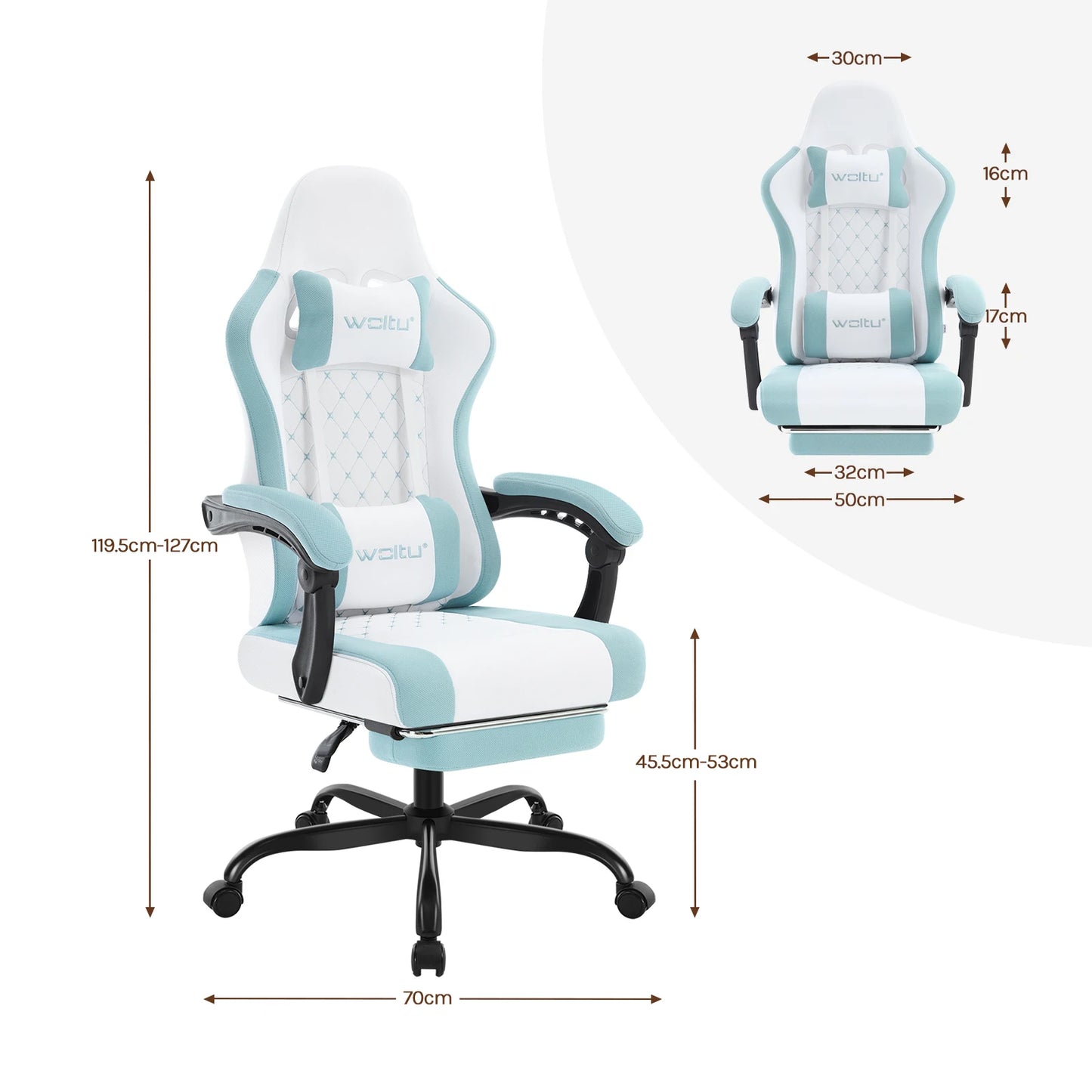 Sedia da ufficio girevole WOLTU con funzione massaggio, poltrona ergonomica con cuscino e poggiapiedi, sedia gaming regolabile in altezza