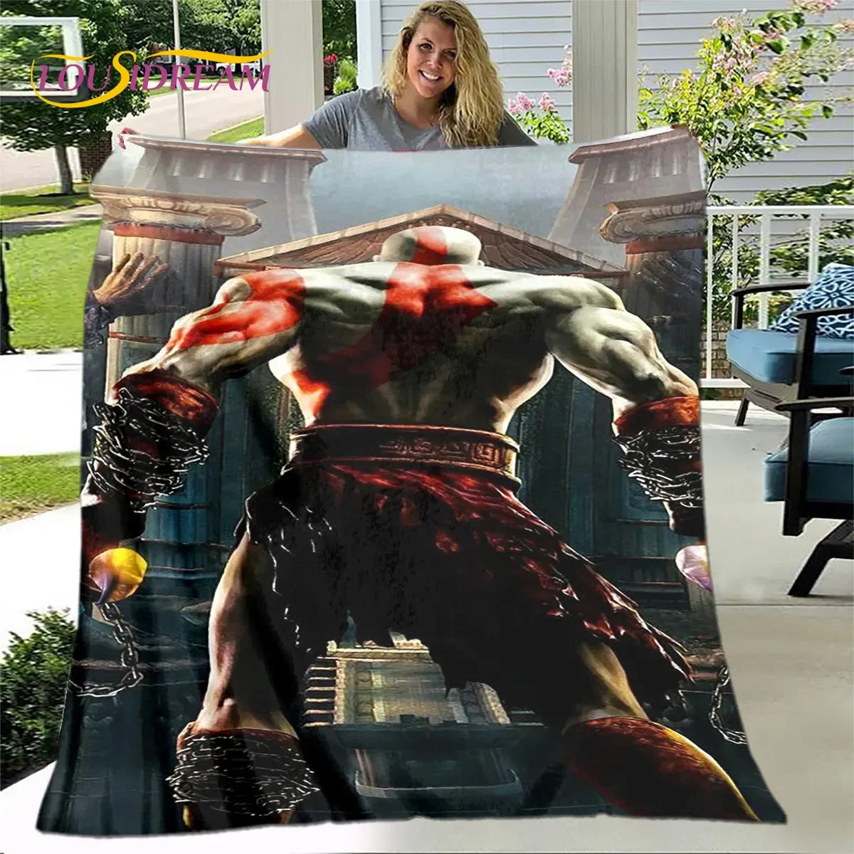 Game God of War Gamers Soft Plush Blanket,Flannel Blanket Throw Blanket for Living Room Bedroom Bed Sofa Picnic Cover Bettdecke