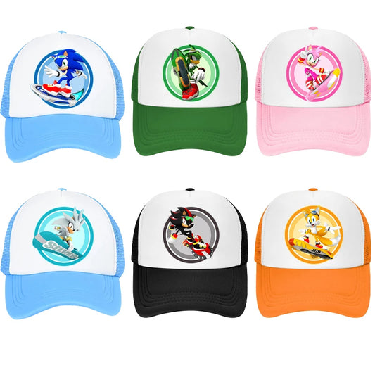 Kawaii Multiple Colors Baseball Caps for Adult Cartoon Sonics Boys Girls Summer Breathable Mesh Hat Cute Anime Sunbonnet Gifts