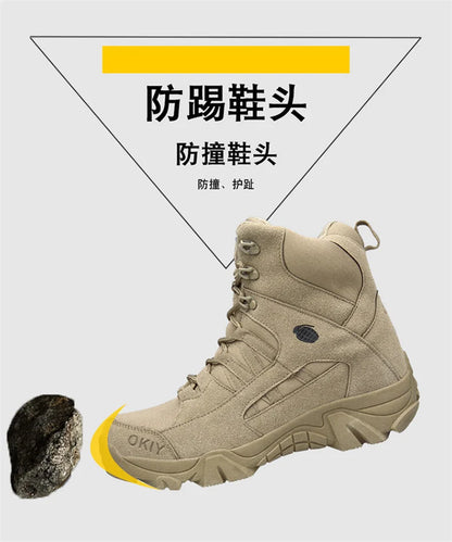 Men Tactical Boots Desert Waterproof Work Safety Shoes Hiking Shoes Ankle Men Outdoor Boots