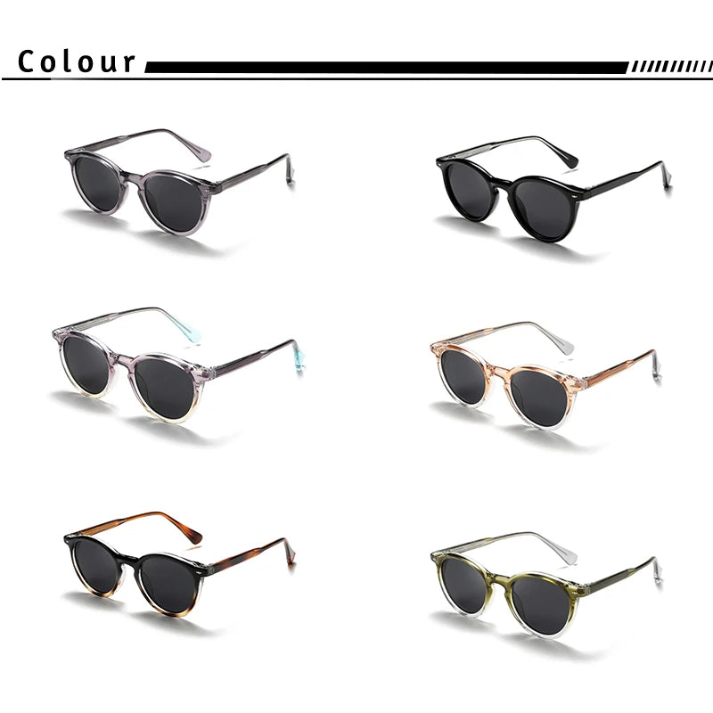 CATERSIDE Round Polarized Sunglasses Men Propionic High Quality Sun Glasses Women Punk Outdoor Driving Fishing Eyewear UV400