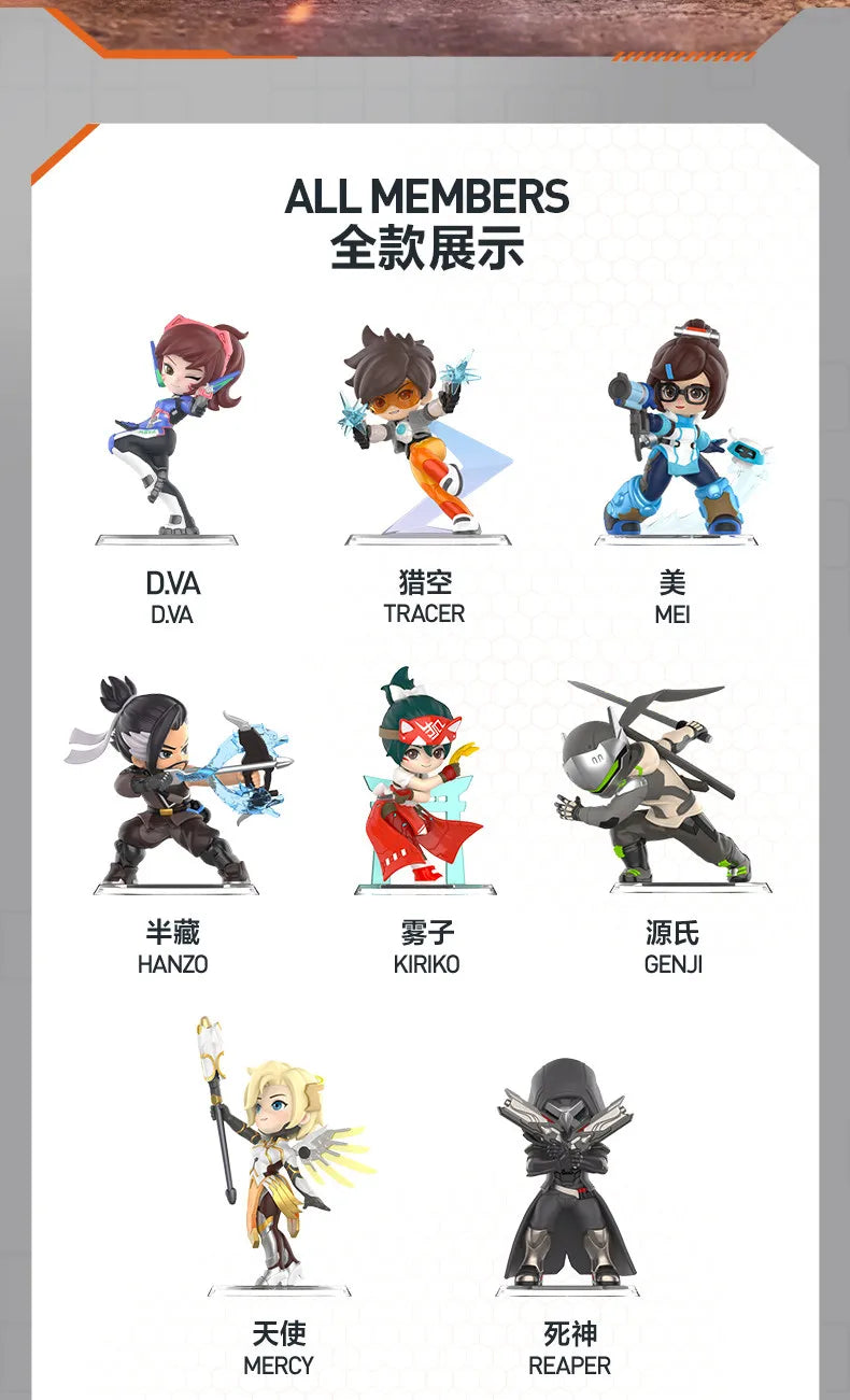 POP MART Overwatch Play of The Game Series Caixa Mistério Original Blind Box Surpresa Figuras de Ação Anime Adoráveis Ornamentos Figurinhas