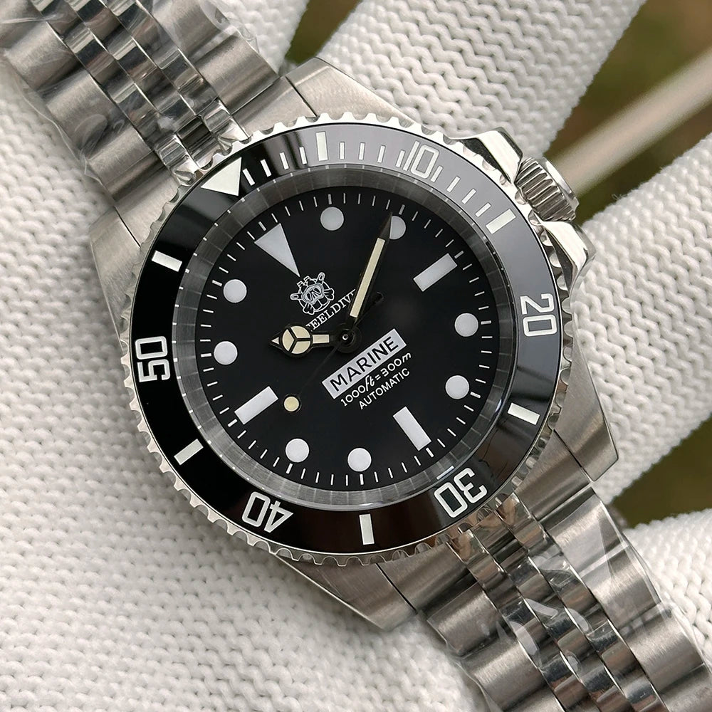STEELDIVE SD1954 Black Dial 41MM Stainless Steel NH35 Automatic Movement What Ghost Men's 300M Dive Watch Sapphire Glass