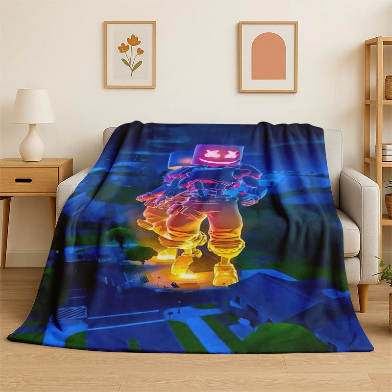 Cartoon-F-Fortnite-Game-Gamer-Flanelldecke – weiche, warme Kuscheldecke für Schlafzimmer, Wohnzimmer, Bett, Reisen, Camping, Picknick und als Geschenk