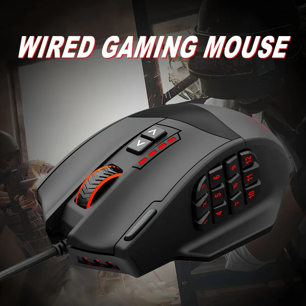 E-YOOSO X-39 programmierbare Gaming-Maus, kabelgebundene RGB-Maus mit 18 Tasten, 8 herausnehmbaren Gewichten, 5 DPI-Stufen, ergonomischem Griff für Computer