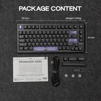 Teclado Mecânico Magnético EPOMAKER HE80 75% Layout US QWERTY Hot-Swap Creamy Gasket com Fio, Efeito Hall, DKS SOCD para PC/Mac
