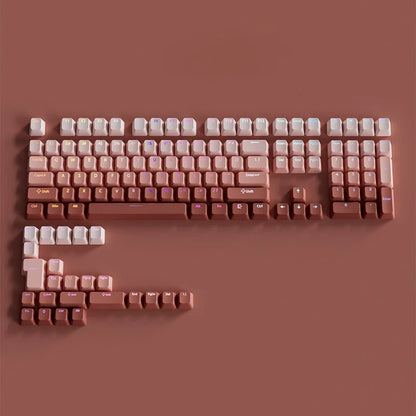 RGB-Gamer-Tastenkappen mit Farbverlauf-Hintergrundbeleuchtung für mechanische Tastaturen mit MX-Switches, OEM-Profil, PBT-Keycaps, Weiß/Blau, ISO-Layout, DIY-Tastenkappen