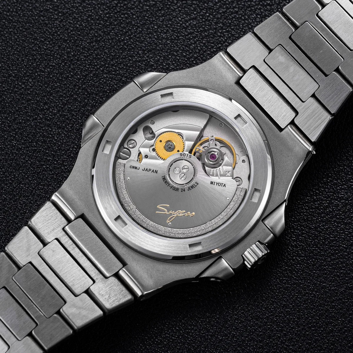 Sugess Herrenuhr, automatische mechanische Armbanduhr, Miyota 9015 Uhrwerk, MOP-Zifferblatt, Leuchtfunktion, wasserdicht bis 5bar, Luxus-Armband S466