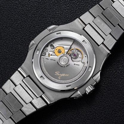 Sugess Herrenuhr, automatische mechanische Armbanduhr, Miyota 9015 Uhrwerk, MOP-Zifferblatt, Leuchtfunktion, wasserdicht bis 5bar, Luxus-Armband S466