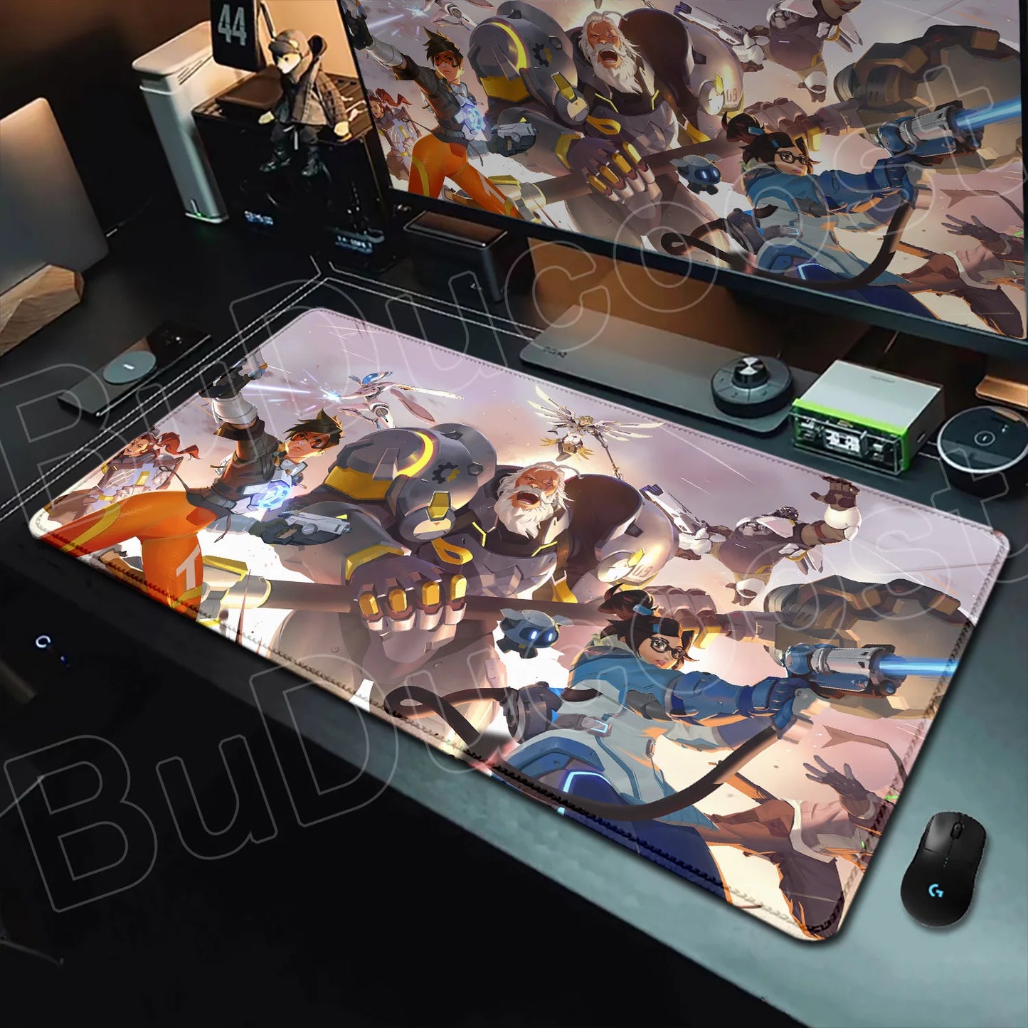 Tapete de rato gaming Overwatch Anime Girl grande XXL com impressão HD, base para teclado de computador, portátil e escritório, tapete de secretária em borracha macia 900x400 MM