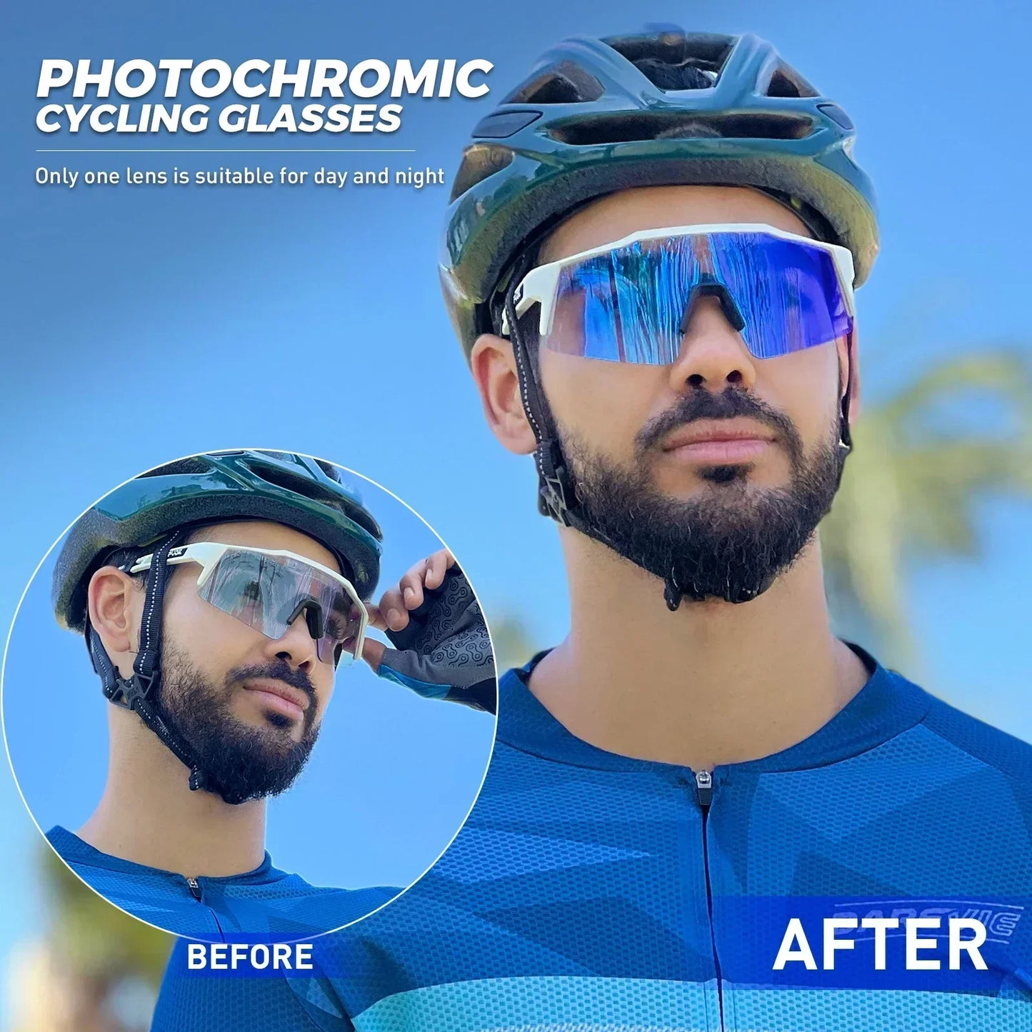 Kapvoe Photochromic Cycling Sunglasses Men Glasses Fashion Mountain Bicycle Outdoor Road Riding Goggles Eyewear Sports MTB Bike