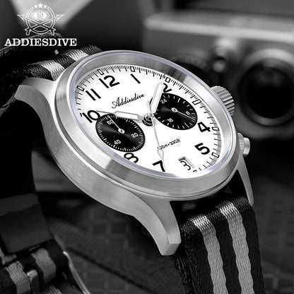 ADDIESDIVE 2025 Nuovi orologi da uomo Panda Eye, orologio al quarzo VK64 rétro di lusso per uomo, cronografo sportivo, impermeabile 100M, luminoso