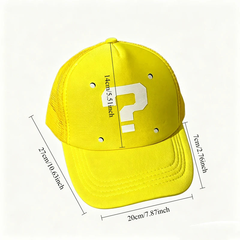 Anime Cartoon Super Brothers Cosplay Baseball Hat Breathable Sun Protection Yellow Question Block Baseball  Sun Shading Cap