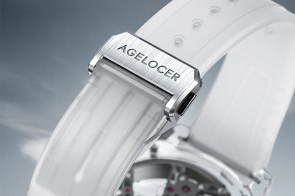 Orologio AGELOCER Limited Edition “Ice Never Melts” con tourbillon in cristallo a spirale libera, orologio meccanico manuale di lusso