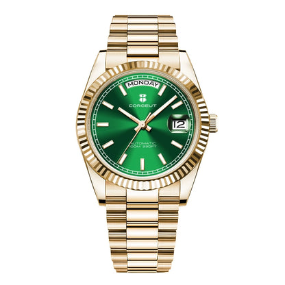 Luxuriöse Corgeut 36MM Herrenuhr ST1644 Automatische mechanische Armbanduhr mit Saphirglas Relogio Masculino 10BAR Day Swim Dress Watch
