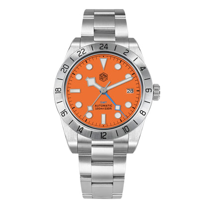 San Martin Neue 39mm NH34 BB GMT Automatikuhr, mechanische Sportuhr, Saphirglas, Leuchtanzeige, wasserdicht bis 100m, für Herren, Relogio SN0054