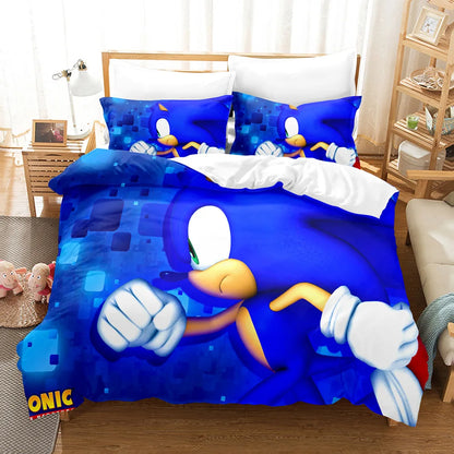 Cute Sonics Boy Bedding Set Exquisite 3D Digital Cartoon Sonics Duvet Cover Comforter Bed Youth Kids Girl Boys Gift