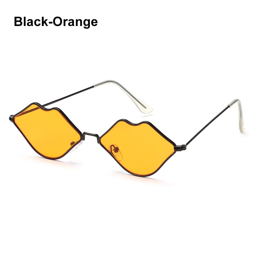 Sexy Red Lips Sunglasses for Men Women Trendy Retro Metal Frame Halloween Party Cosplay Eyewear Fashion Ocean Lens Sun Glasses