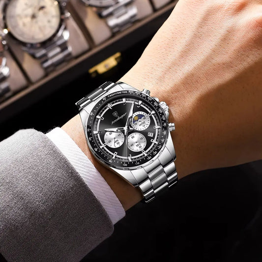 Reloj de lujo para hombre POEDAGAR, elegante y resistente al agua, cronógrafo de cuarzo con fecha, de estilo clásico y luminoso.