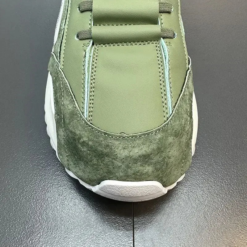 Men's Casual Sports Four Seasons Moccasins Trendy Designer Personality Lace-Up Leather Sneakers Comfortable Breathable