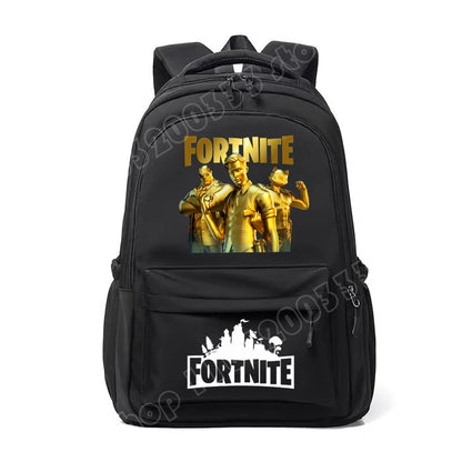 Mochila Fortnite para Crianças, Portátil e de Grande Capacidade, Mala Escolar de Estudante com Estampado Cartoon e Alças de Ombro, Material Escolar para Rapazes, Presente