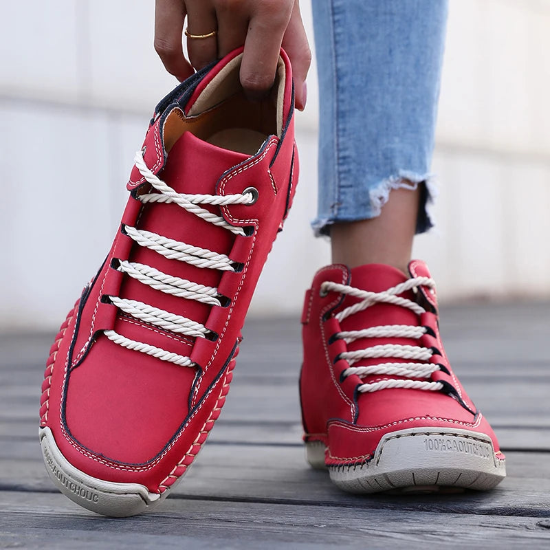Shoes for Women Spring/Autumn Handmade Leather Casual Shoes Fashion Soft Casual Walking Sneakers Breathable Women's Ankle Boots