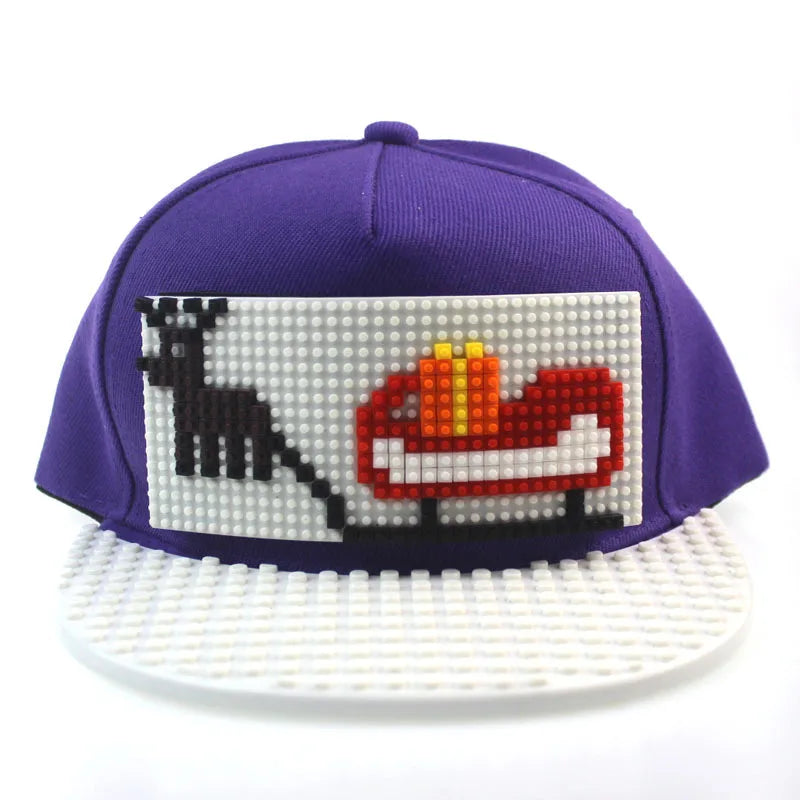 Cartoon Patchwork Baseball Caps DIY Blocks Snapback Hats Hip Hop Hat for Men Women Detachable Pixels Dad Hats Cap Kids Adults