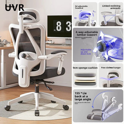UVR Living Room Office Chair Household Ergonomic Design Armrest Backrest Stool Lift Adjustable Boss Chair Game Athletics Chair